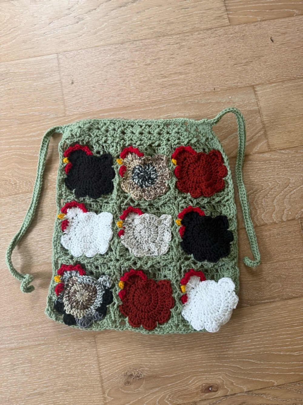 Handmade Crochet Chicken Egg Collection Apron